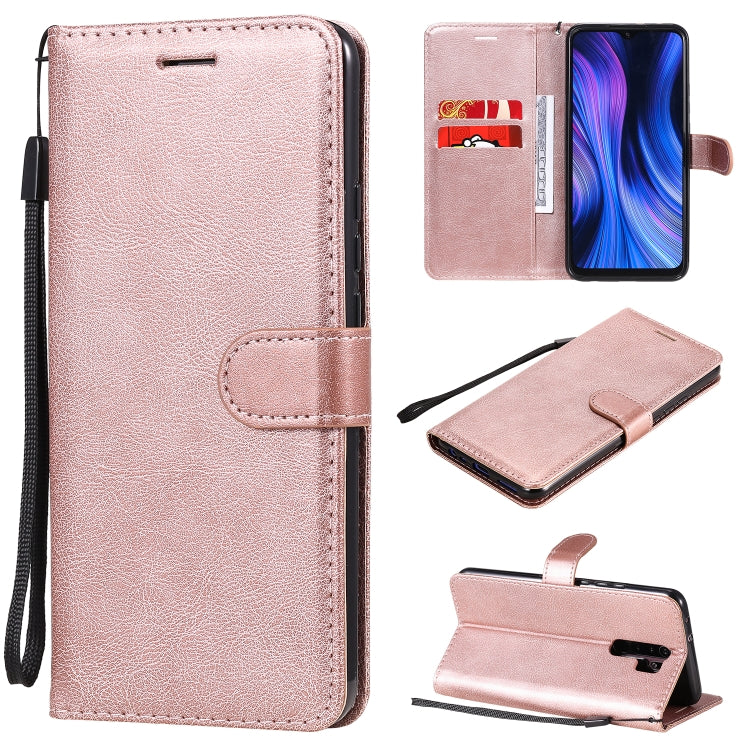 For Xiaomi Redmi 9 Solid Color Horizontal Flip Protective Leather Case with Holder & Card Slots & Wallet & Photo Frame & Lanyard