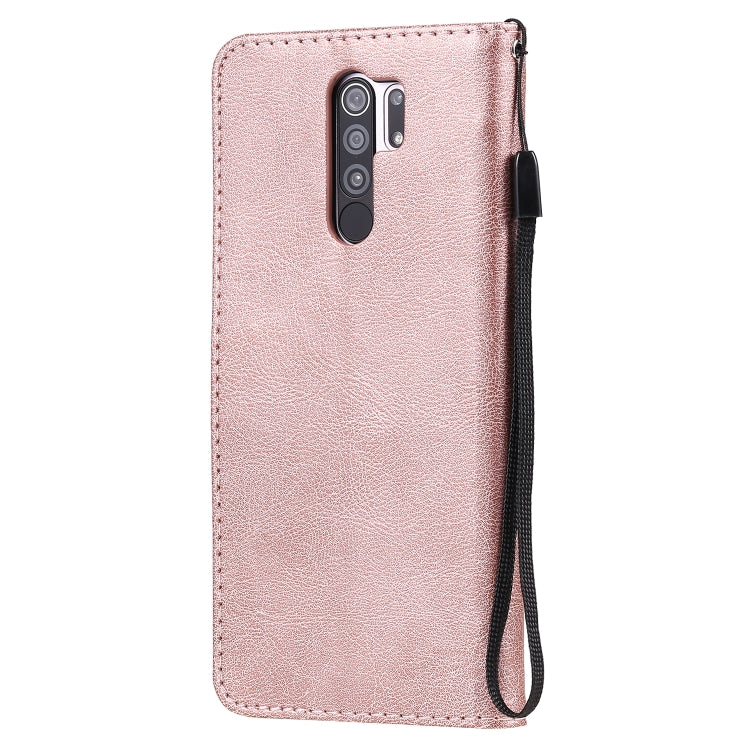 For Xiaomi Redmi 9 Solid Color Horizontal Flip Protective Leather Case with Holder & Card Slots & Wallet & Photo Frame & Lanyard
