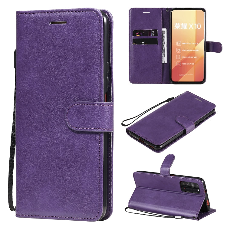 For Huawei Honor X10 Solid Color Horizontal Flip Protective Leather Case with Holder & Card Slots & Wallet & Photo Frame & Lanyard