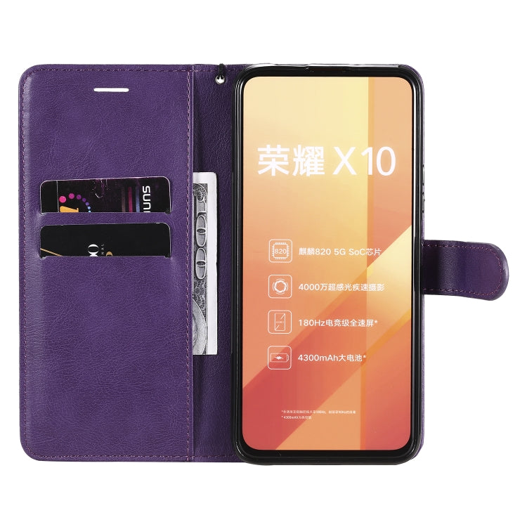 For Huawei Honor X10 Solid Color Horizontal Flip Protective Leather Case with Holder & Card Slots & Wallet & Photo Frame & Lanyard