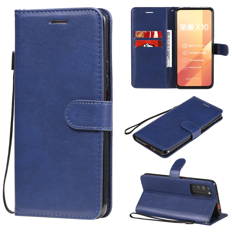 For Huawei Honor X10 Solid Color Horizontal Flip Protective Leather Case with Holder & Card Slots & Wallet & Photo Frame & Lanyard