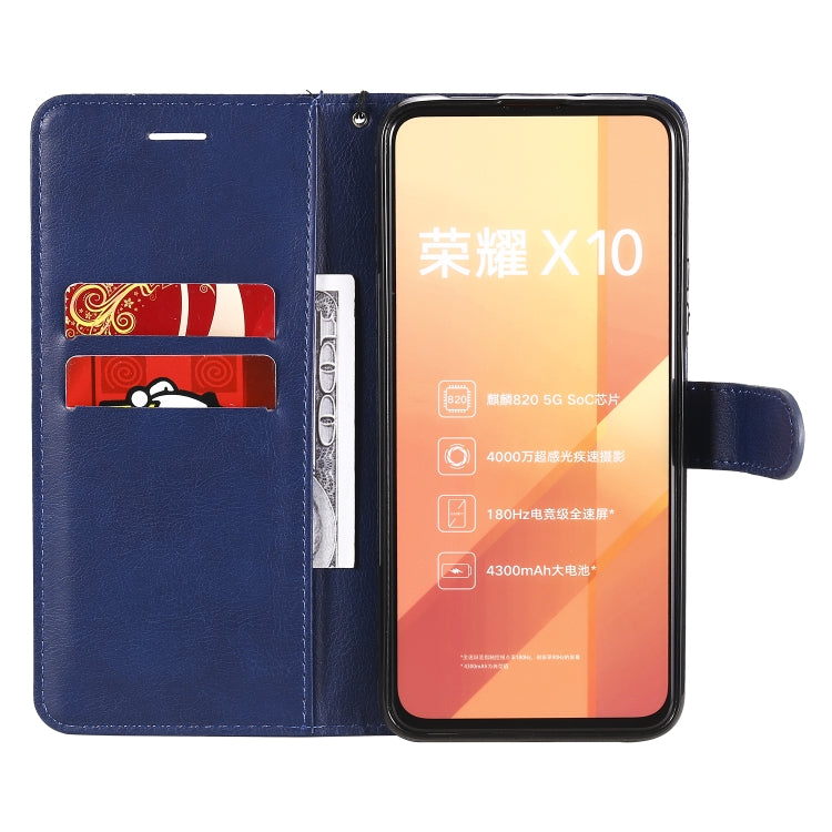 For Huawei Honor X10 Solid Color Horizontal Flip Protective Leather Case with Holder & Card Slots & Wallet & Photo Frame & Lanyard