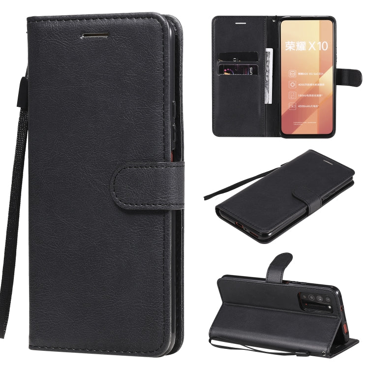 For Huawei Honor X10 Solid Color Horizontal Flip Protective Leather Case with Holder & Card Slots & Wallet & Photo Frame & Lanyard