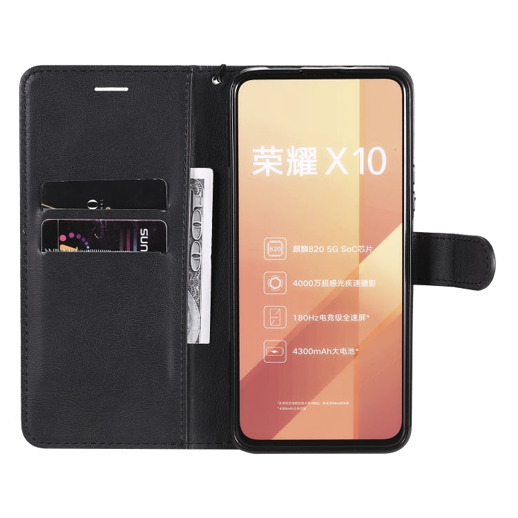 For Huawei Honor X10 Solid Color Horizontal Flip Protective Leather Case with Holder & Card Slots & Wallet & Photo Frame & Lanyard