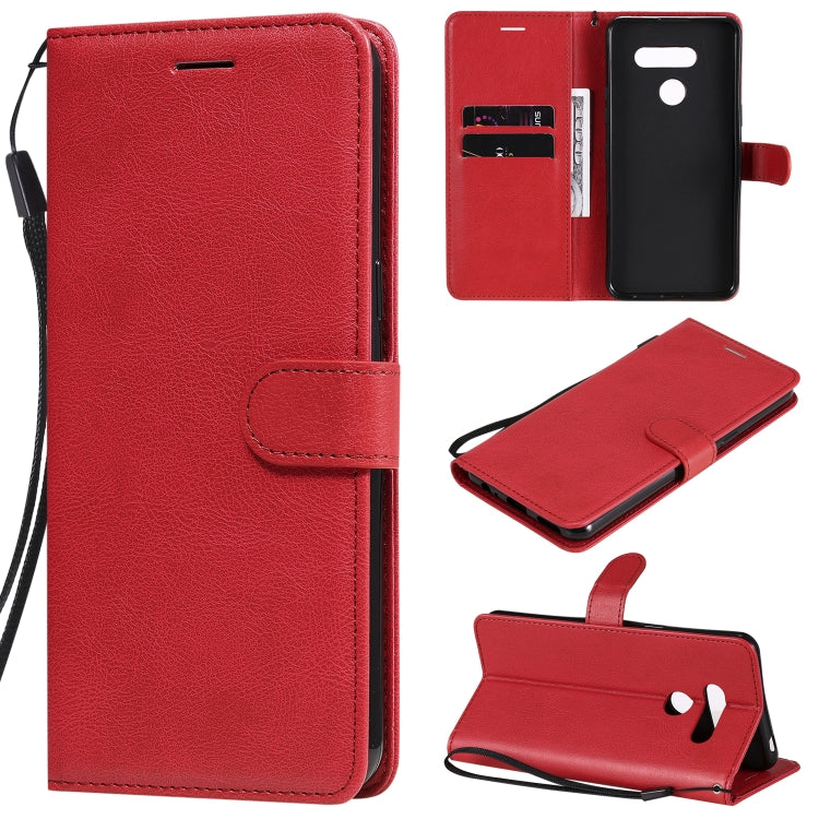 For LG K50S Solid Color Horizontal Flip Protective Leather Case with Holder & Card Slots & Wallet & Photo Frame & Lanyard