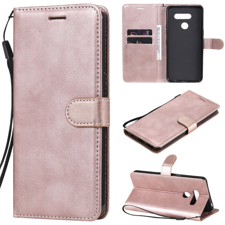 For LG K50S Solid Color Horizontal Flip Protective Leather Case with Holder & Card Slots & Wallet & Photo Frame & Lanyard