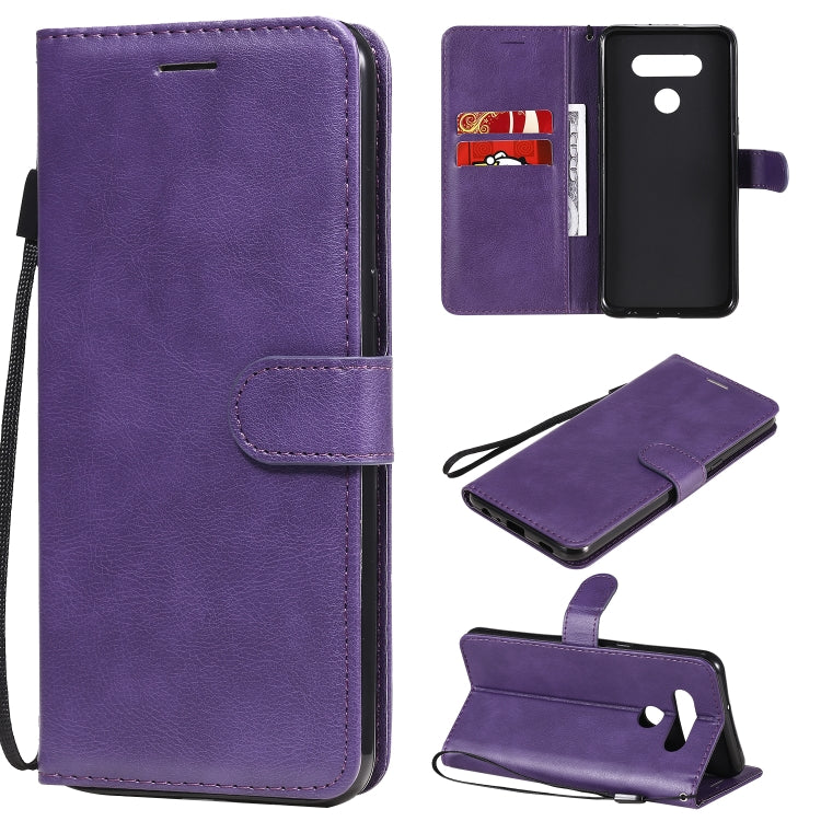 For LG K51 Solid Color Horizontal Flip Protective Leather Case with Holder & Card Slots & Wallet & Photo Frame & Lanyard