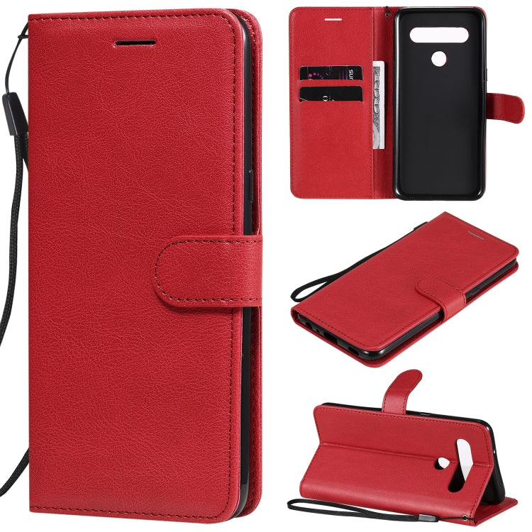 For LG K61 Solid Color Horizontal Flip Protective Leather Case with Holder & Card Slots & Wallet & Photo Frame & Lanyard