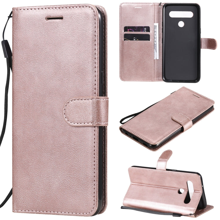 For LG K61 Solid Color Horizontal Flip Protective Leather Case with Holder & Card Slots & Wallet & Photo Frame & Lanyard