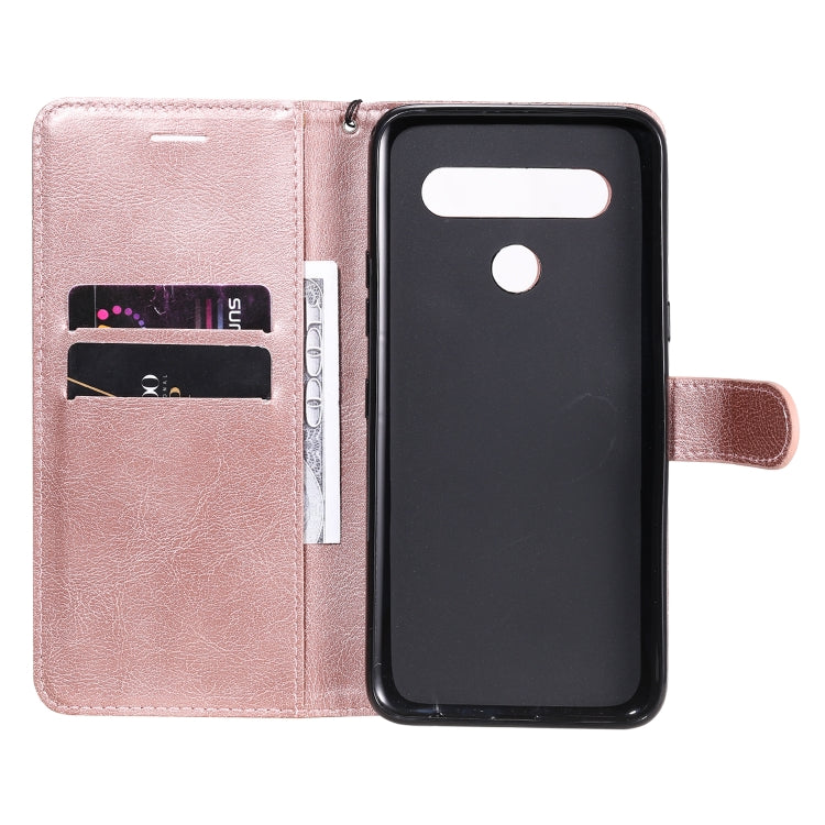 For LG K61 Solid Color Horizontal Flip Protective Leather Case with Holder & Card Slots & Wallet & Photo Frame & Lanyard