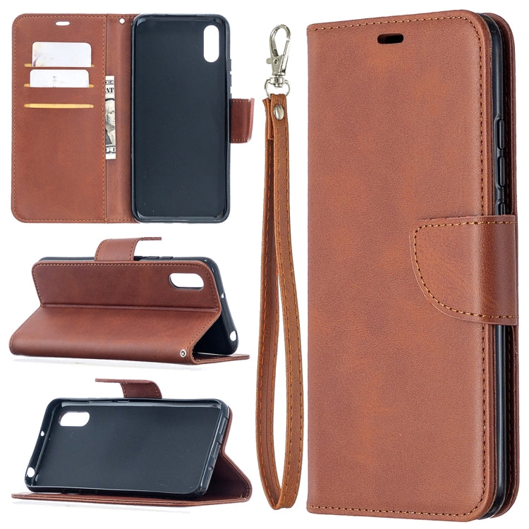 For Xiaomi Redmi 9A Retro Lambskin Texture Pure Color Horizontal Flip PU Leather Case with Holder & Card Slots & Wallet & Lanyard
