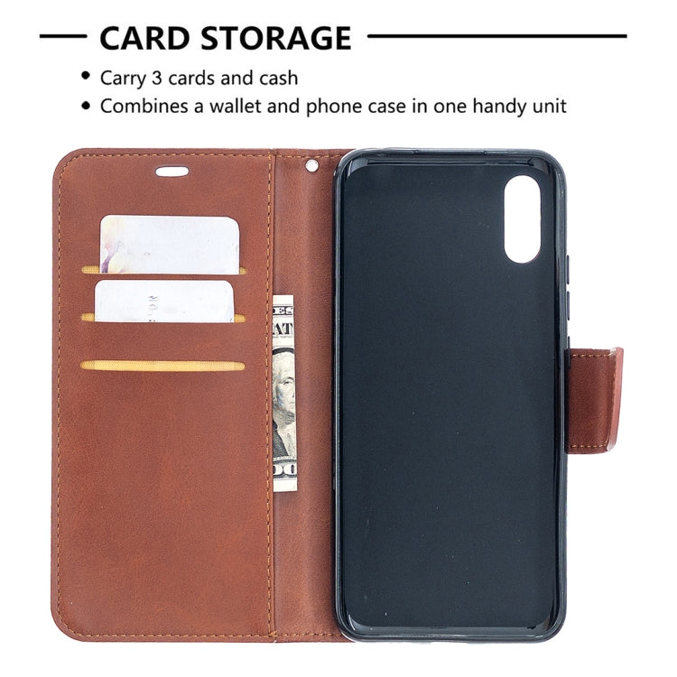 For Xiaomi Redmi 9A Retro Lambskin Texture Pure Color Horizontal Flip PU Leather Case with Holder & Card Slots & Wallet & Lanyard