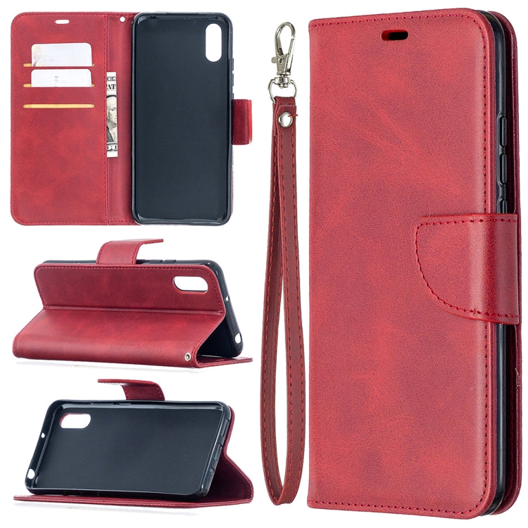 For Xiaomi Redmi 9A Retro Lambskin Texture Pure Color Horizontal Flip PU Leather Case with Holder & Card Slots & Wallet & Lanyard