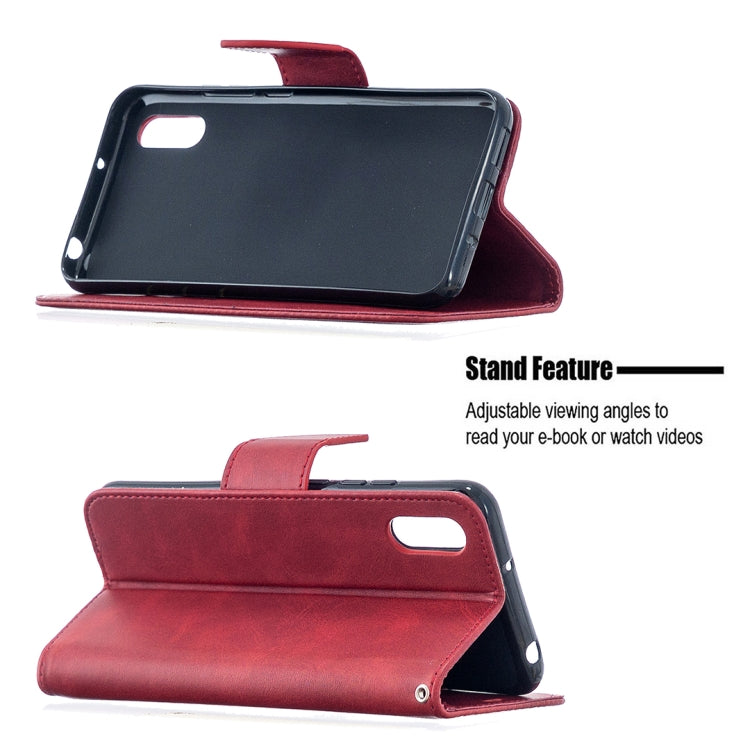 For Xiaomi Redmi 9A Retro Lambskin Texture Pure Color Horizontal Flip PU Leather Case with Holder & Card Slots & Wallet & Lanyard