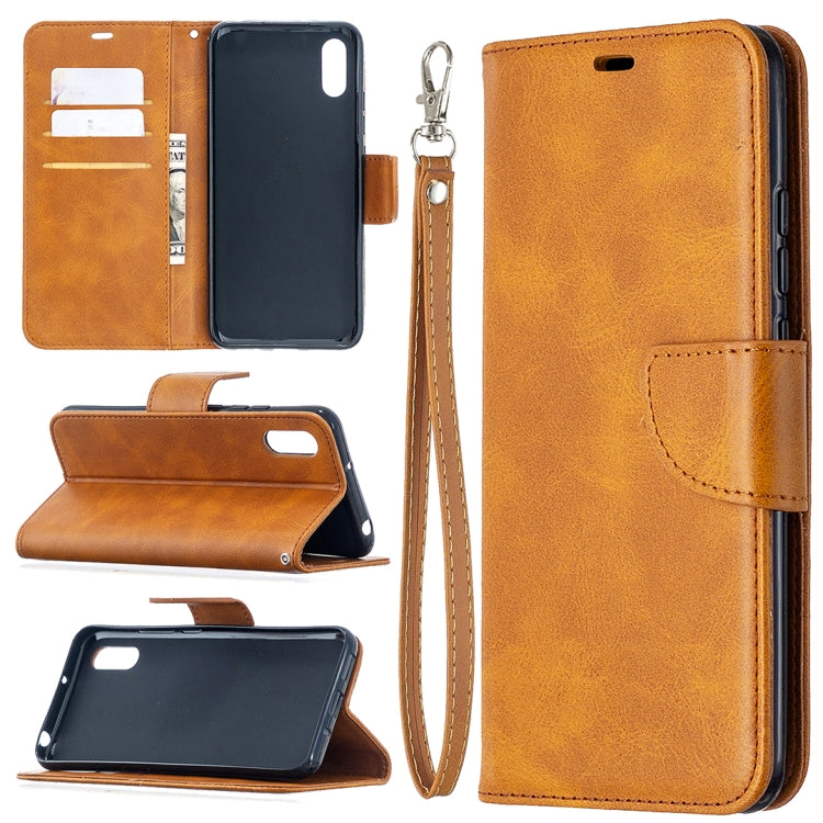 For Xiaomi Redmi 9A Retro Lambskin Texture Pure Color Horizontal Flip PU Leather Case with Holder & Card Slots & Wallet & Lanyard