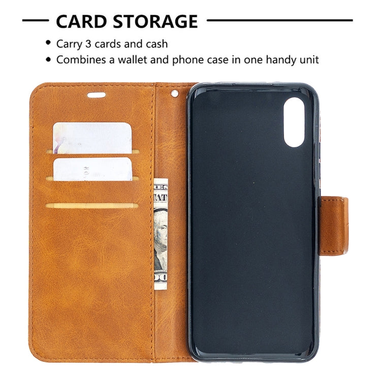 For Xiaomi Redmi 9A Retro Lambskin Texture Pure Color Horizontal Flip PU Leather Case with Holder & Card Slots & Wallet & Lanyard