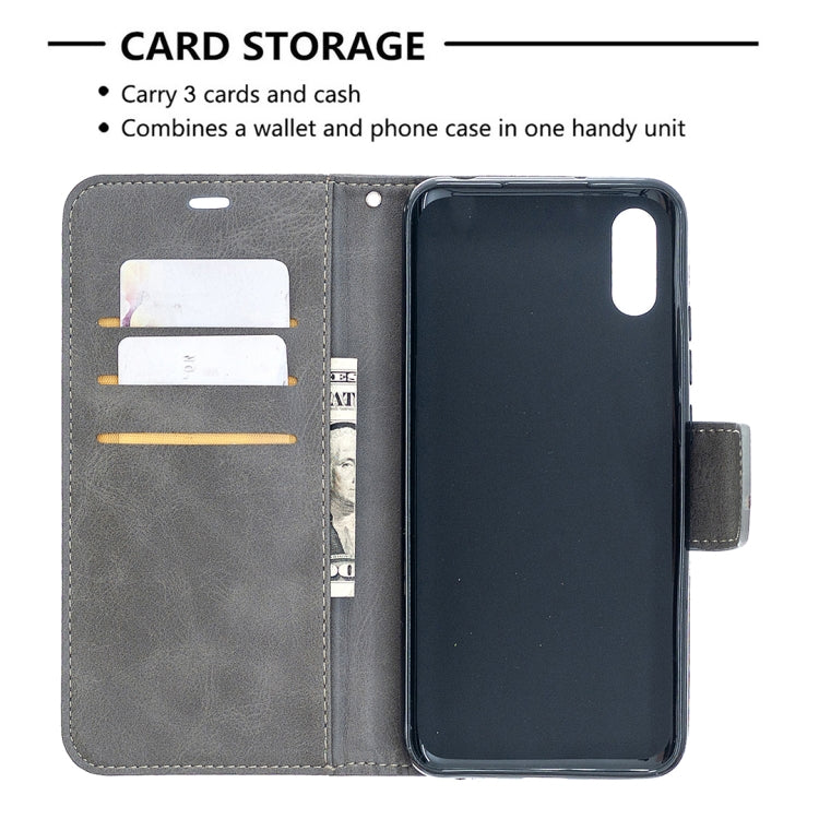 For Xiaomi Redmi 9A Retro Lambskin Texture Pure Color Horizontal Flip PU Leather Case with Holder & Card Slots & Wallet & Lanyard