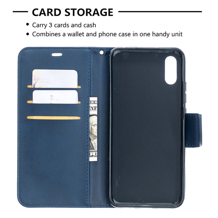 For Xiaomi Redmi 9A Retro Lambskin Texture Pure Color Horizontal Flip PU Leather Case with Holder & Card Slots & Wallet & Lanyard