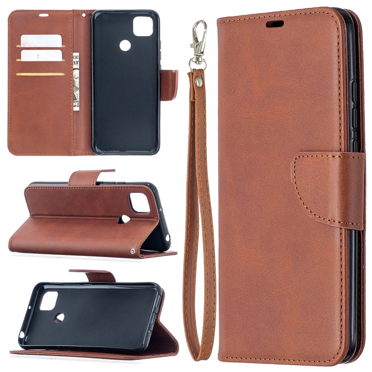 For Xiaomi Redmi 9C Retro Lambskin Texture Pure Color Horizontal Flip PU Leather Case with Holder & Card Slots & Wallet & Lanyard