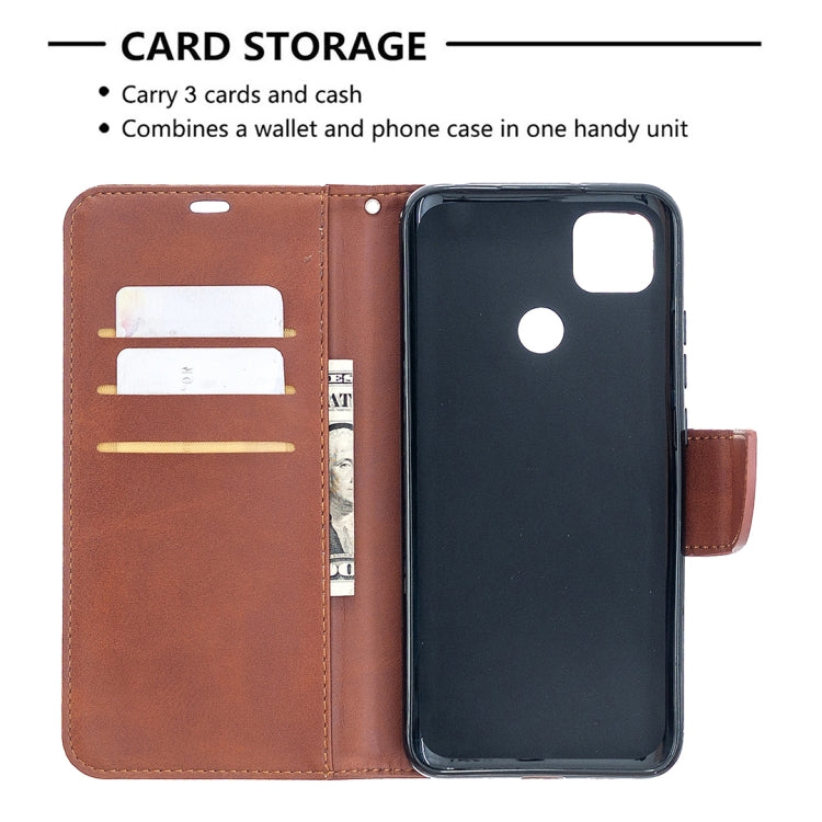 For Xiaomi Redmi 9C Retro Lambskin Texture Pure Color Horizontal Flip PU Leather Case with Holder & Card Slots & Wallet & Lanyard