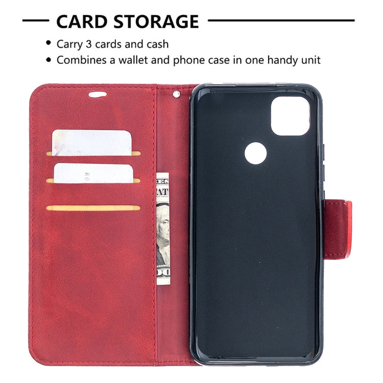 For Xiaomi Redmi 9C Retro Lambskin Texture Pure Color Horizontal Flip PU Leather Case with Holder & Card Slots & Wallet & Lanyard