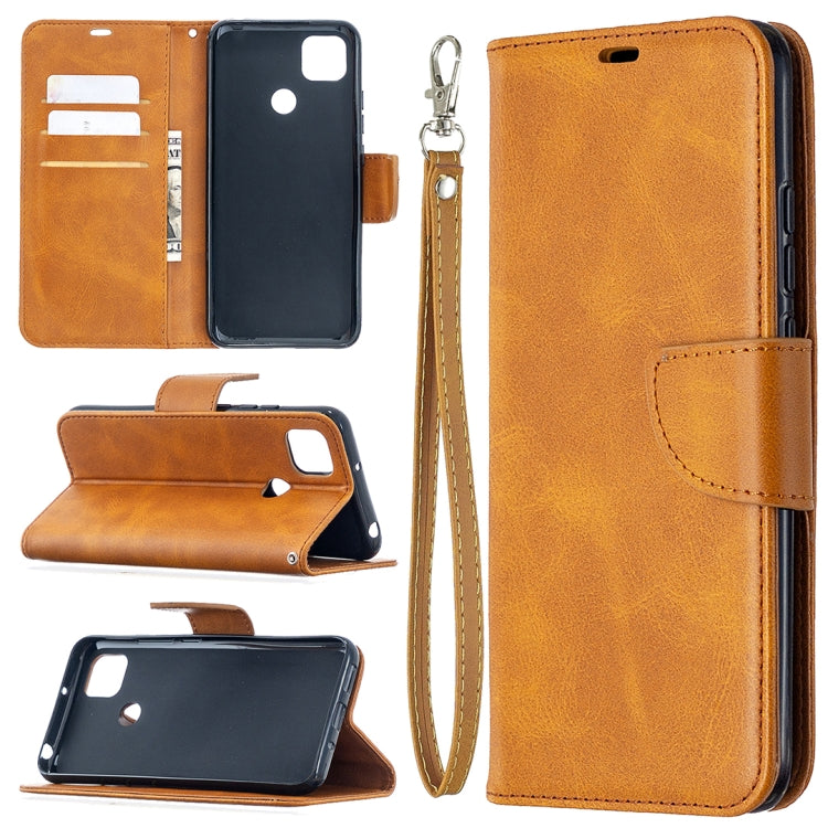 For Xiaomi Redmi 9C Retro Lambskin Texture Pure Color Horizontal Flip PU Leather Case with Holder & Card Slots & Wallet & Lanyard