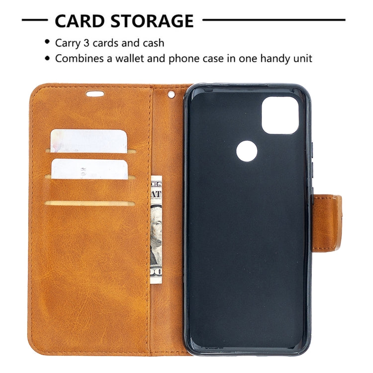 For Xiaomi Redmi 9C Retro Lambskin Texture Pure Color Horizontal Flip PU Leather Case with Holder & Card Slots & Wallet & Lanyard