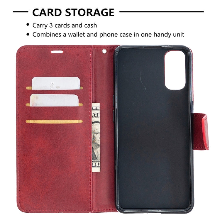 For OPPO Reno4 5G Retro Lambskin Texture Pure Color Horizontal Flip PU Leather Case with Holder & Card Slots & Wallet & Lanyard