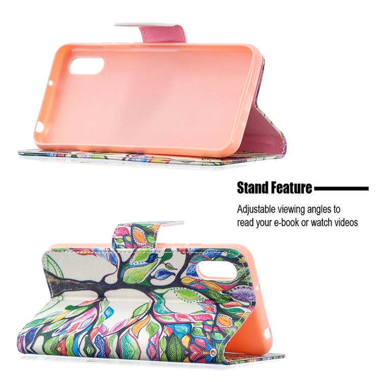 For Xiaomi Redmi 9A Colored Drawing Pattern Horizontal Flip Leather Case with Holder & Card Slots & Wallet
