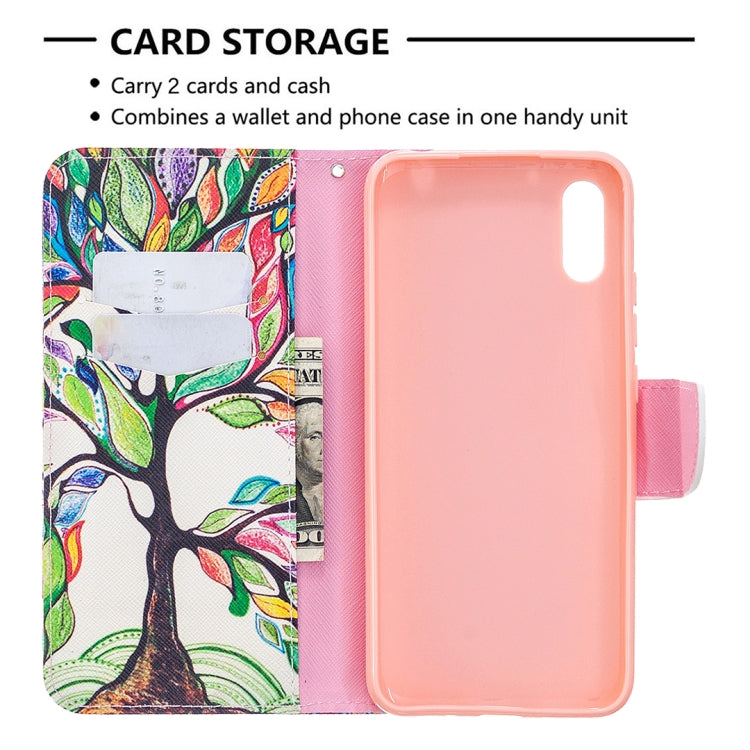 For Xiaomi Redmi 9A Colored Drawing Pattern Horizontal Flip Leather Case with Holder & Card Slots & Wallet