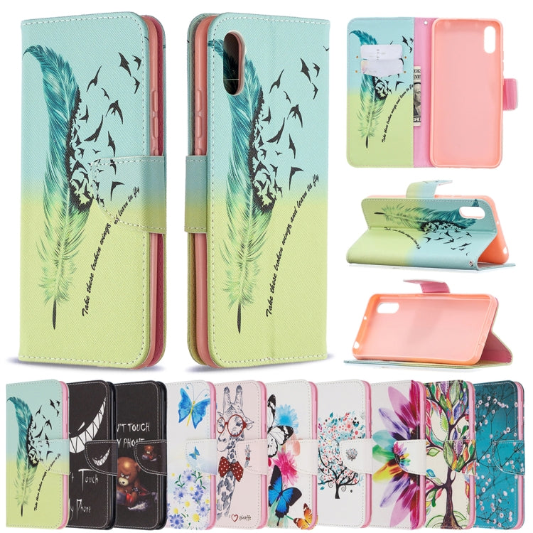 For Xiaomi Redmi 9A Colored Drawing Pattern Horizontal Flip Leather Case with Holder & Card Slots & Wallet