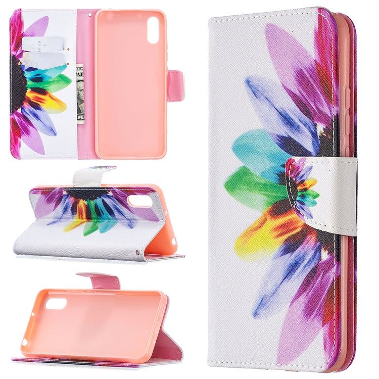 For Xiaomi Redmi 9A Colored Drawing Pattern Horizontal Flip Leather Case with Holder & Card Slots & Wallet