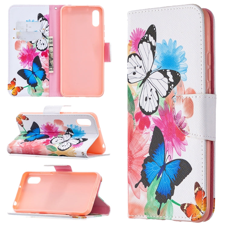 For Xiaomi Redmi 9A Colored Drawing Pattern Horizontal Flip Leather Case with Holder & Card Slots & Wallet