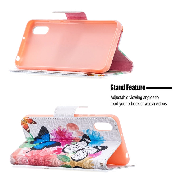 For Xiaomi Redmi 9A Colored Drawing Pattern Horizontal Flip Leather Case with Holder & Card Slots & Wallet