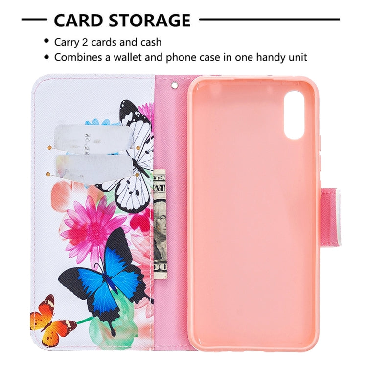 For Xiaomi Redmi 9A Colored Drawing Pattern Horizontal Flip Leather Case with Holder & Card Slots & Wallet