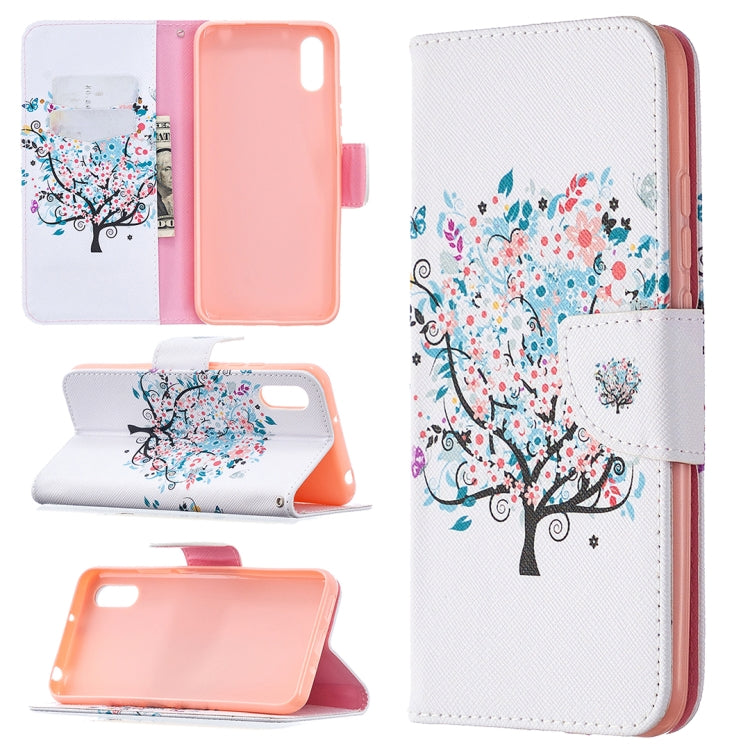 For Xiaomi Redmi 9A Colored Drawing Pattern Horizontal Flip Leather Case with Holder & Card Slots & Wallet