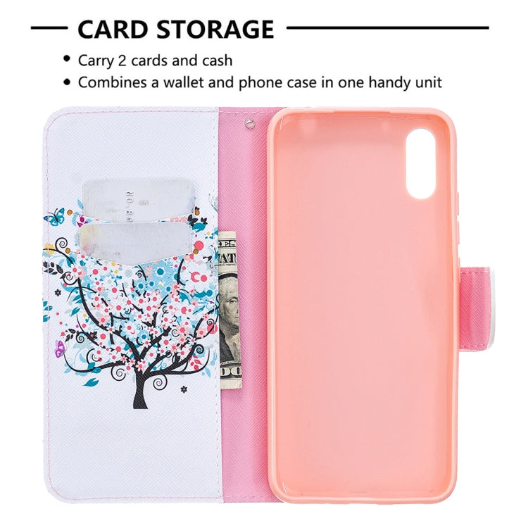 For Xiaomi Redmi 9A Colored Drawing Pattern Horizontal Flip Leather Case with Holder & Card Slots & Wallet