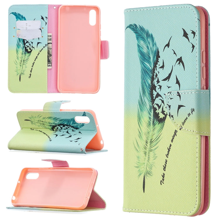 For Xiaomi Redmi 9A Colored Drawing Pattern Horizontal Flip Leather Case with Holder & Card Slots & Wallet