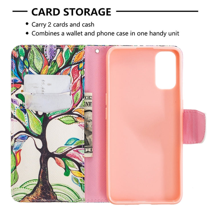 For OPPO Reno4 5G Colored Drawing Pattern Horizontal Flip Leather Case with Holder & Card Slots & Wallet