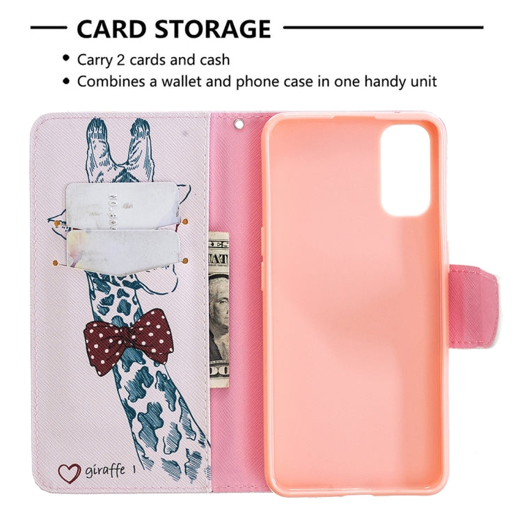 For OPPO Reno4 5G Colored Drawing Pattern Horizontal Flip Leather Case with Holder & Card Slots & Wallet