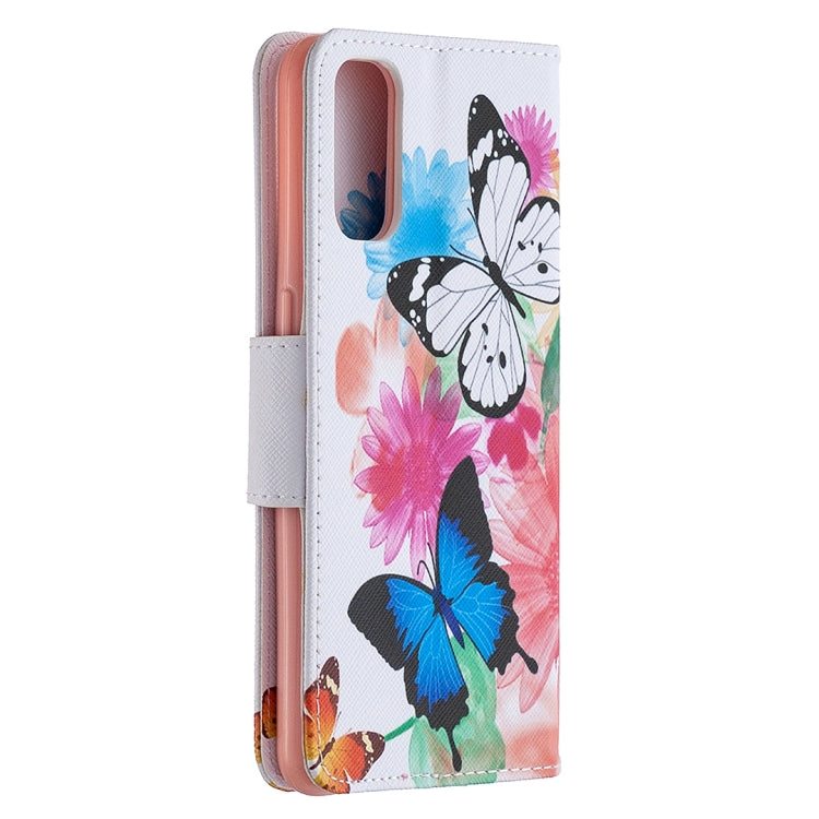 For OPPO Reno4 5G Colored Drawing Pattern Horizontal Flip Leather Case with Holder & Card Slots & Wallet