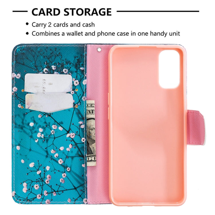For OPPO Reno4 5G Colored Drawing Pattern Horizontal Flip Leather Case with Holder & Card Slots & Wallet
