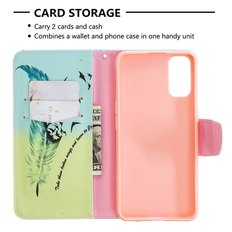 For OPPO Reno4 5G Colored Drawing Pattern Horizontal Flip Leather Case with Holder & Card Slots & Wallet
