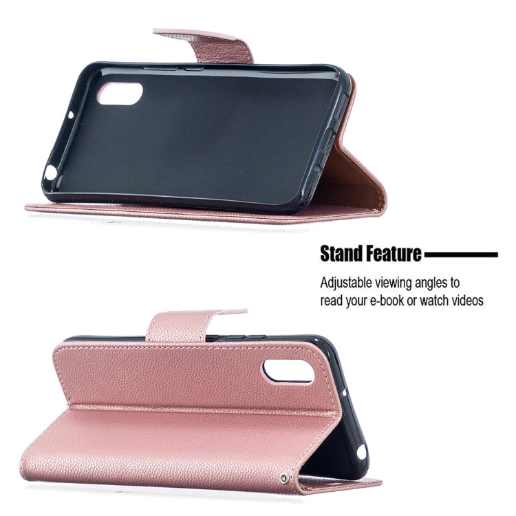 For Xiaomi Redmi 9A Litchi Texture Pure Color Horizontal Flip PU Leather Case with Holder & Card Slots & Wallet & Lanyard