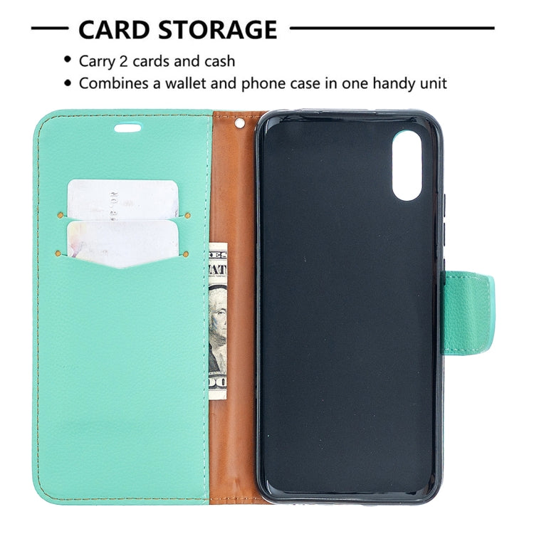 For Xiaomi Redmi 9A Litchi Texture Pure Color Horizontal Flip PU Leather Case with Holder & Card Slots & Wallet & Lanyard