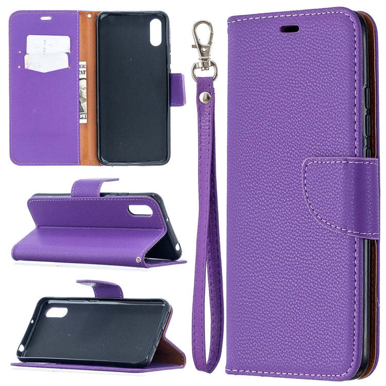 For Xiaomi Redmi 9A Litchi Texture Pure Color Horizontal Flip PU Leather Case with Holder & Card Slots & Wallet & Lanyard