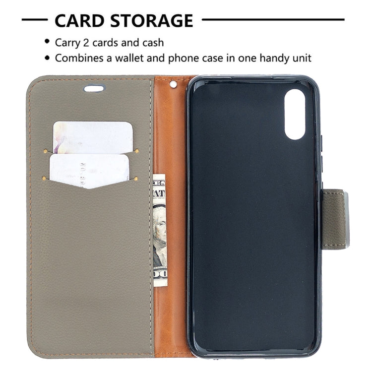 For Xiaomi Redmi 9A Litchi Texture Pure Color Horizontal Flip PU Leather Case with Holder & Card Slots & Wallet & Lanyard