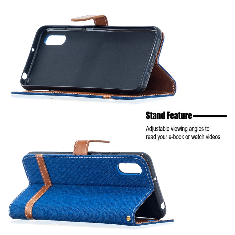 For Xiaomi Redmi 9A Color Matching Denim Texture Horizontal Flip Leather Case with Holder & Card Slots & Wallet & Lanyard