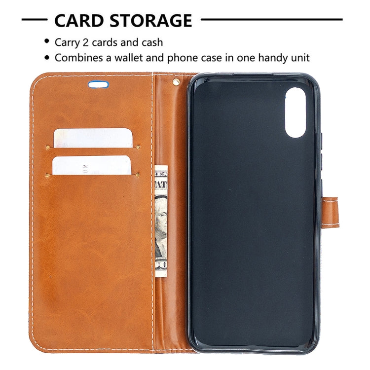 For Xiaomi Redmi 9A Color Matching Denim Texture Horizontal Flip Leather Case with Holder & Card Slots & Wallet & Lanyard