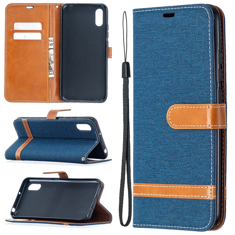 For Xiaomi Redmi 9A Color Matching Denim Texture Horizontal Flip Leather Case with Holder & Card Slots & Wallet & Lanyard